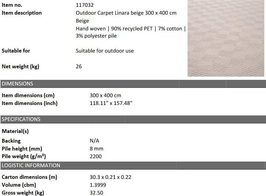 Covor design LUX tesut manual Linara 300x400cm