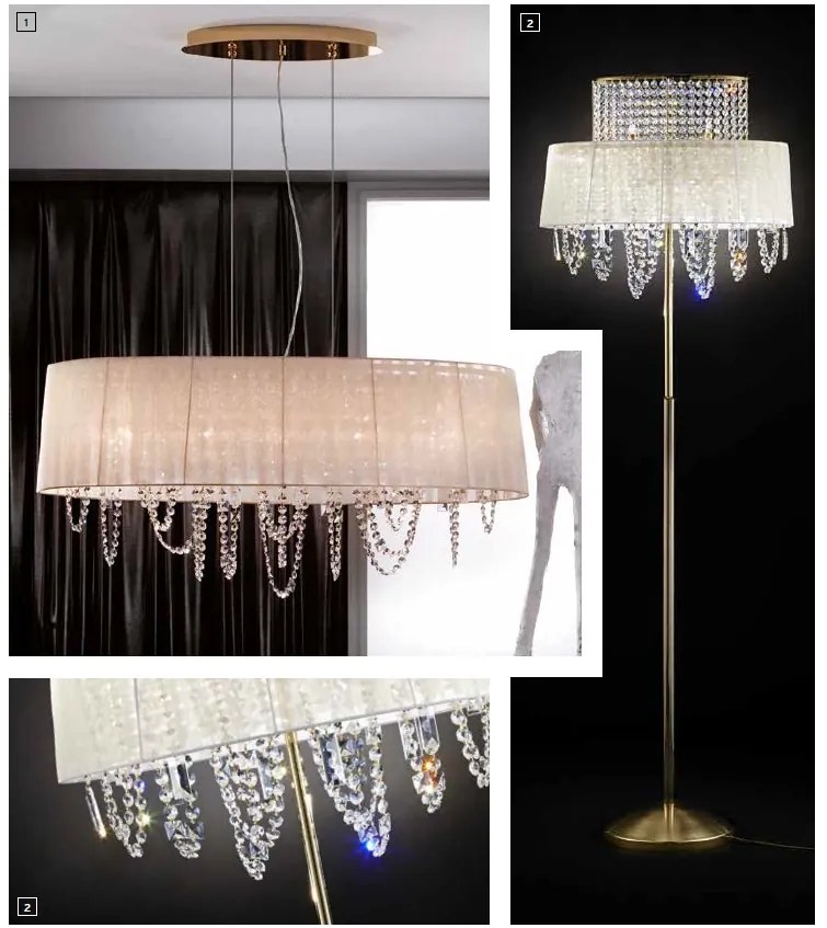 Lampadar din alama si cristale Schöler Kristalldesign