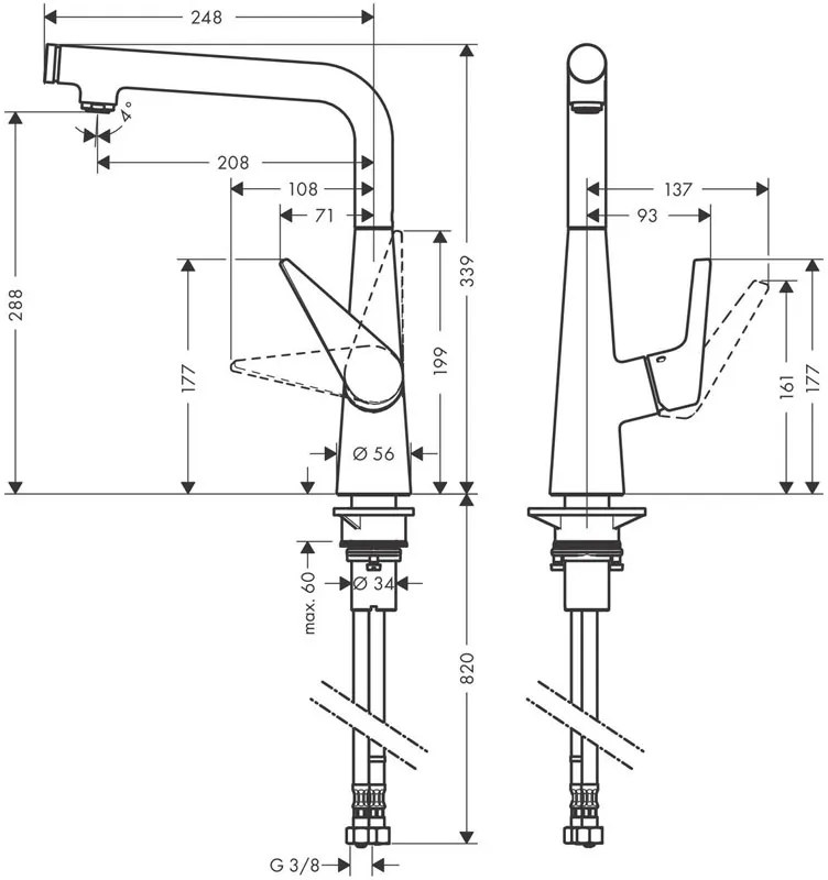 Baterie de bucatarie monocomanda, Hansgrohe, Talis Select M51 300, 1 jet, crom