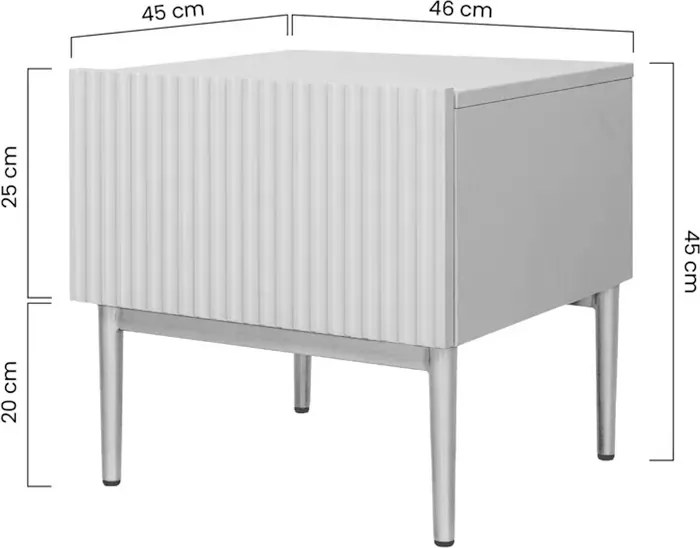 Set noptiera Nicole 46 cm - cashmir / picioare negre