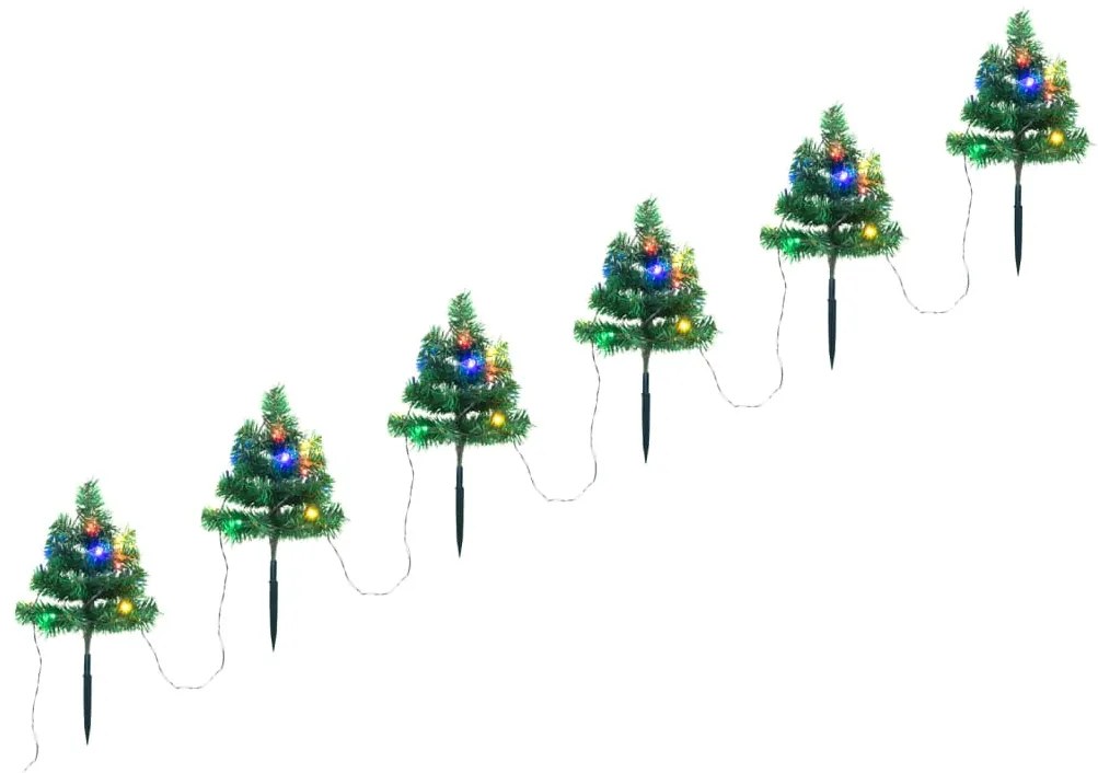 344659 vidaXL Brazi de Crăciun de alee, 6 buc., LED-uri multicolore 45 cm PVC