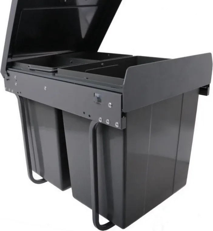 Cos gunoi incorporabil GTV Practi Eco, colectare selectiva, pentru corp de 400 mm, gri antracit, 2 x 10 l + 1 x 20 l Gri antracit, Plastic, L:364 mm;