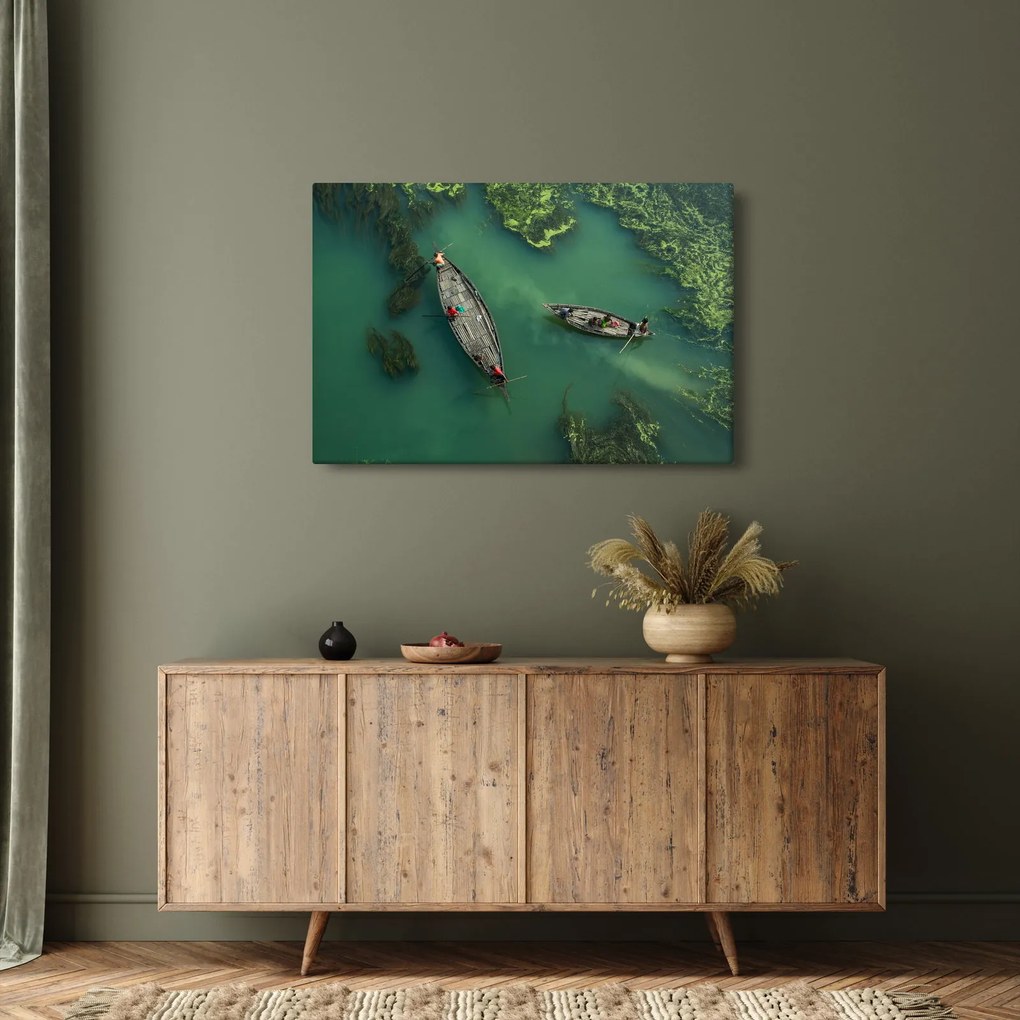 Tablou - Pescarii de pe râu (90x60 cm)