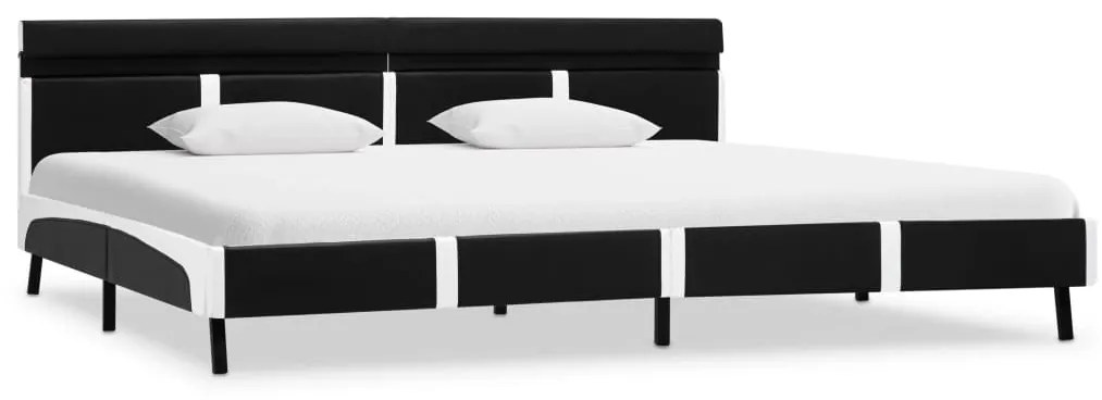 280306 vidaXL Cadru de pat cu LED, negru, 180 x 200 cm, piele ecologică