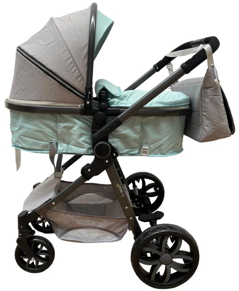 Carucior 2 in 1 cu cos de cumparaturi, transformabil, ușor și practic pentru copii 0-36 luni - CPC-34-bleu