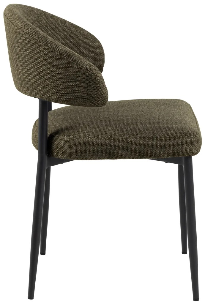 MAZZONI EXPORT IRIS Verde Măsliniu (țesătură Basel 77) - SCAUN MODERN TAPIȚAT CU ȚESĂTURĂ ÎMPLETITĂ PENTRU SALON/SUFRAGERIE LOFT