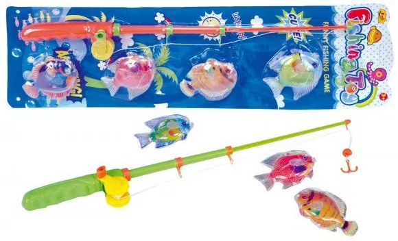 Joc magnetic pescuit, 4buc + lansetă 44 cm, 2 culori