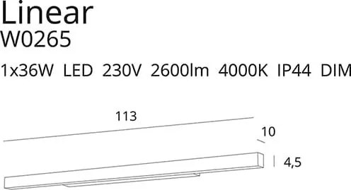 Aplica LED dimabila pentru baie cu protectie IP44 LINEAR 113cm