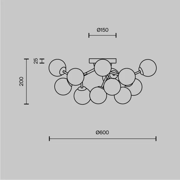 Maytoni MOD545CL-12B - Plafonieră DALLAS 12xG9/28W/230V negru/fumuriu
