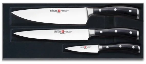 Wüsthof - Set 3 cuțite de bucătărie CLASSIC IKON, negru