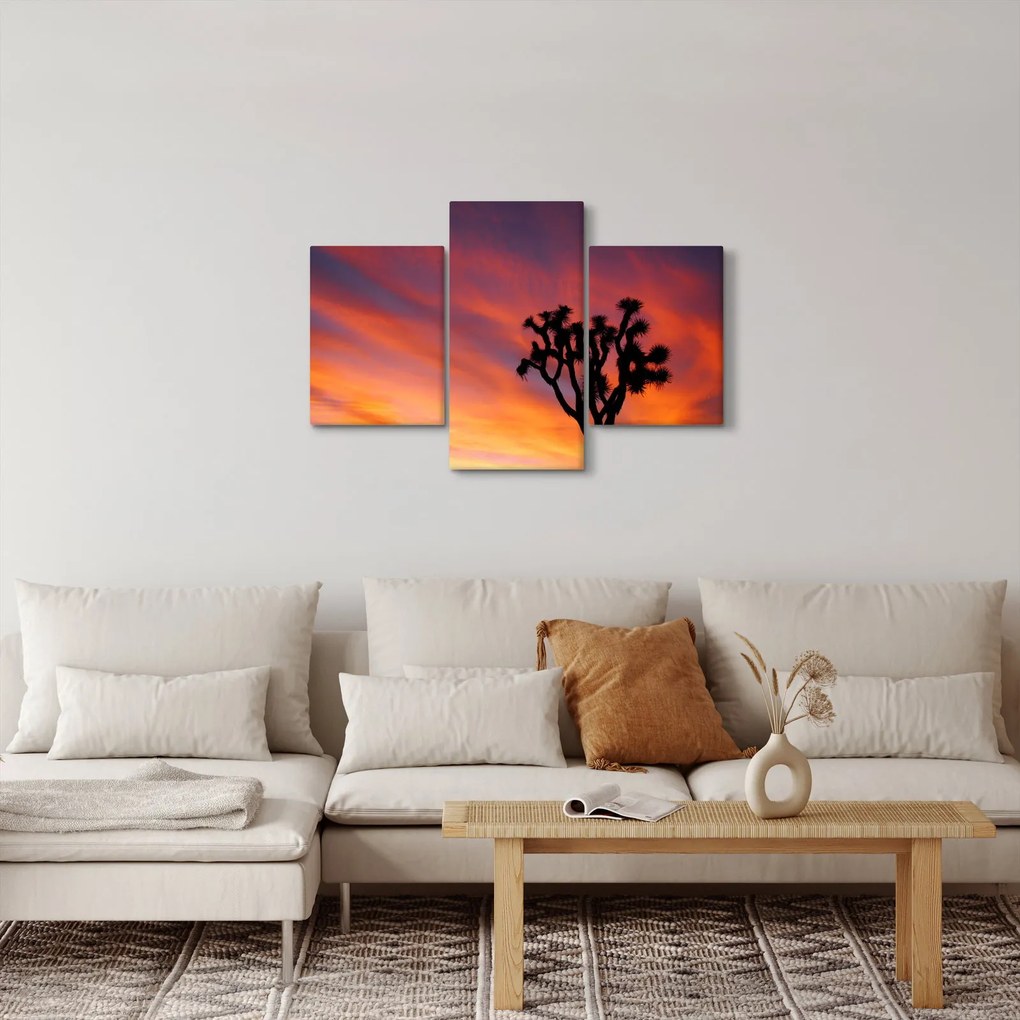 Tablou apus de soare deasupra siluetei unui copac (90x60 cm)