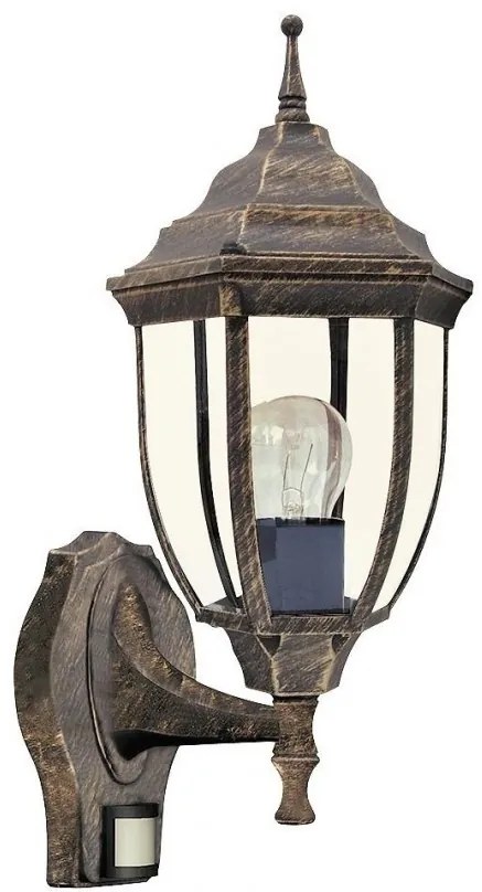 Aplica de perete exterior cu senzor, IP43, up light, auriu antic Nizza 8458 RX