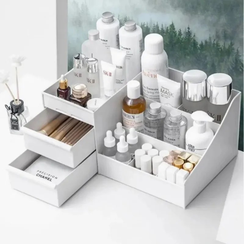 Resigilat: Organizator pentru machiaj Hermia 200BYR1102, 28x17x13 cm, Fara BPA, Plastic, Alb