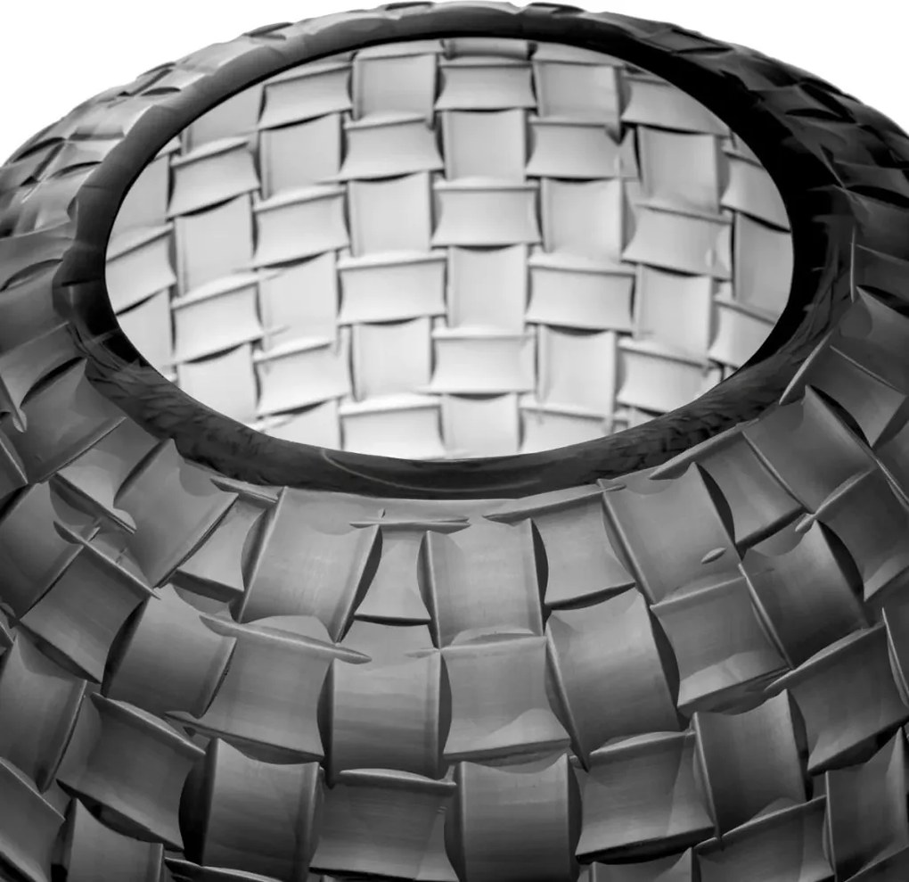 Vas decorativ design LUX realizat manual din sticla Varese L gri