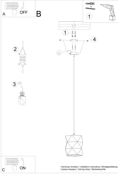 Lustră pe cablu Sollux SL.1250 GOBI 1xE27/15W/230V ceramică