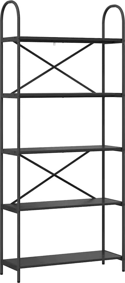 vidaXL Raft pentru cărți Stejar Negru 80 x 30 x 183 cm Lemn compozit