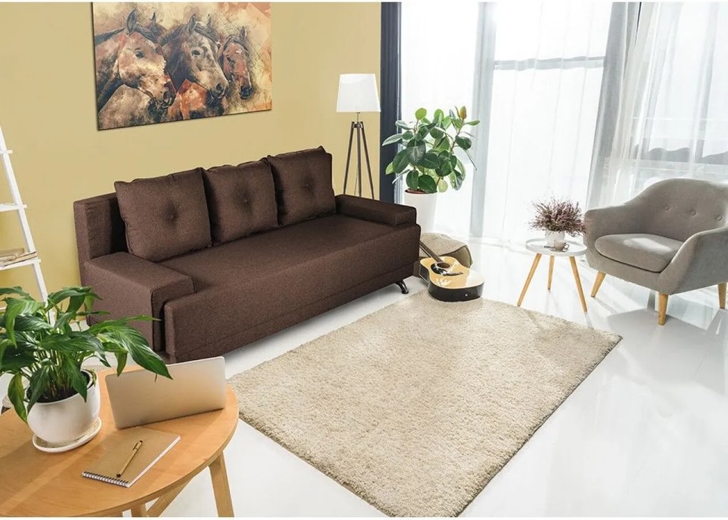 Canapea Extensibila Roma Lux Dark Chocolate 205x90x86 cm + lada de depozitare, maro
