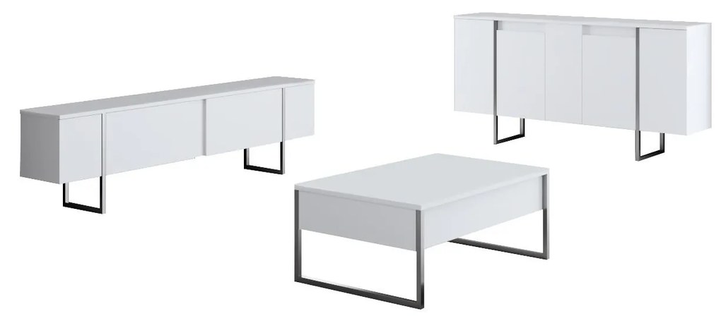 Mobilier living Luna set (Alb + Argintiu) . 1102330