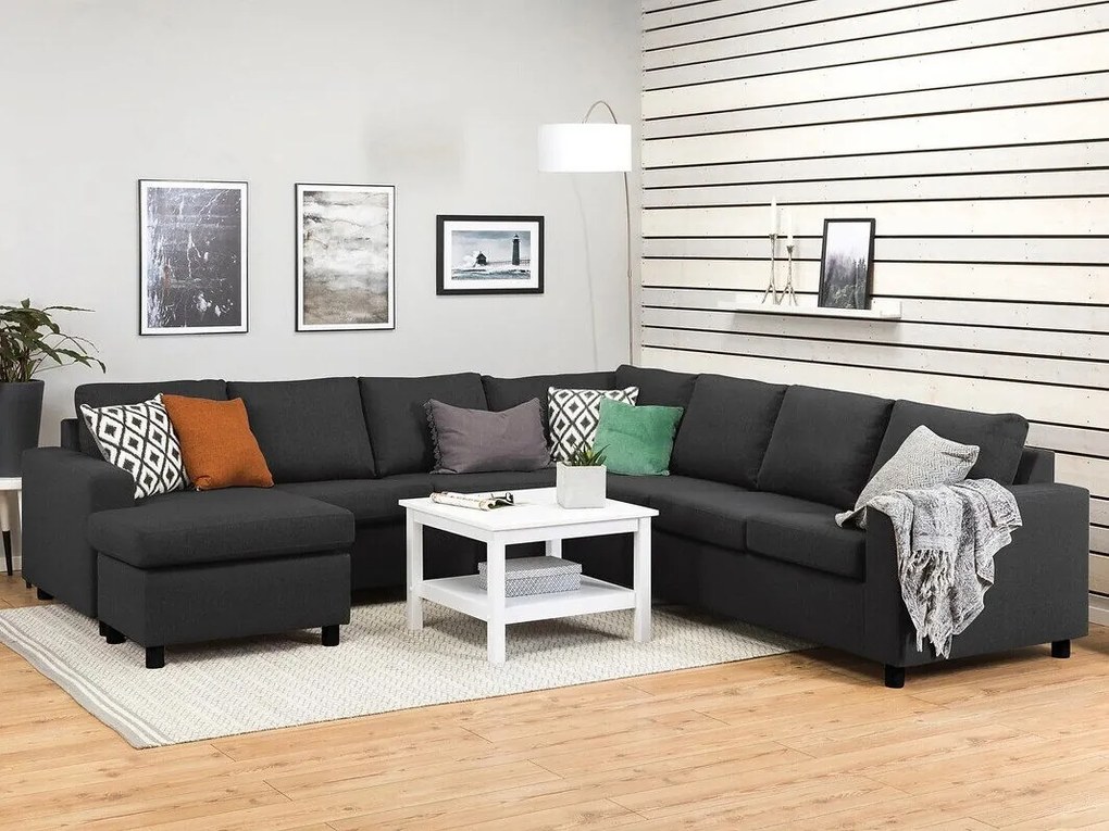 Colțar Scandinavian Choice C167Antracit, Negru, 284x284x80cm, Picioare: Plastic