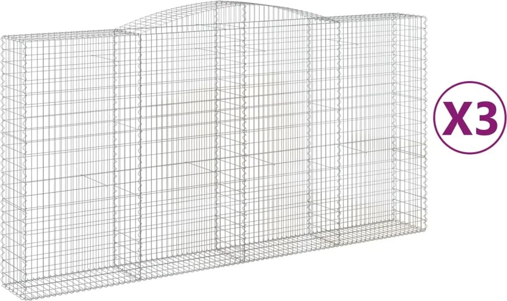 vidaXL Coșuri gabion arcuite, 3 buc 400x50x200/220 cm, fier galvanizat