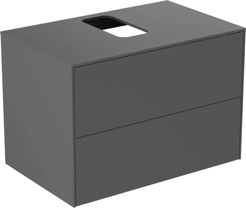 Dulap baza suspendat Ideal Standard Atelier Conca antracit mat 2 sertare si blat cu decupaj central 80 cm