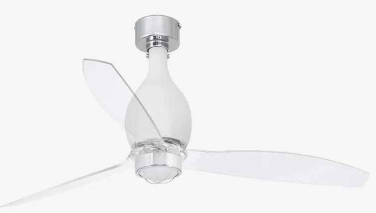 Lustra cu Ventilator si telecomanda MINI ETERFAN M alb mat/transparent