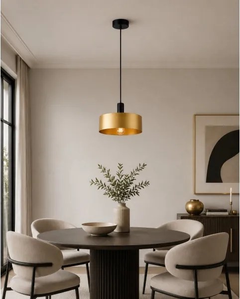 Lampă suspendată pe cablu HAKI 1xE27/60W/230V auriu/negru