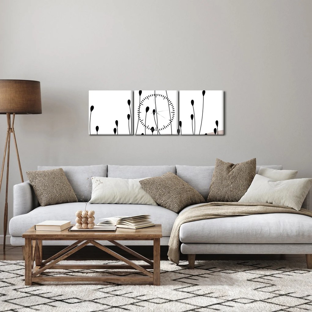 Tablou - Pajiște grafică N⁰1 (cu ceas) (90x30 cm)