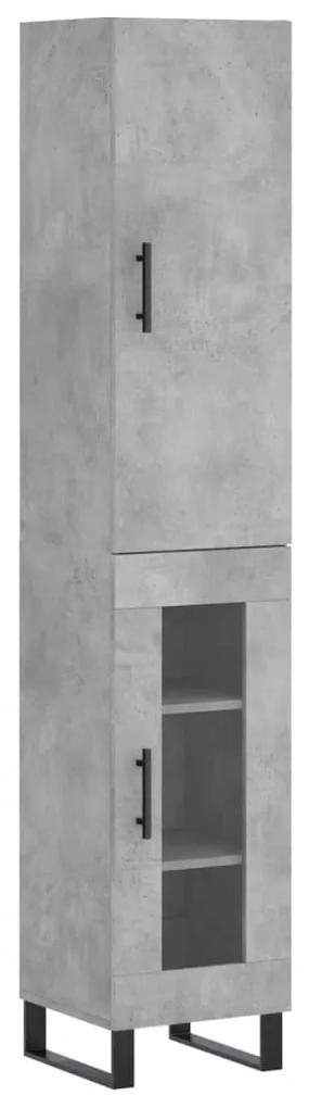 3199069 vidaXL Dulap înalt, gri beton, 34,5x34x180 cm, lemn prelucrat