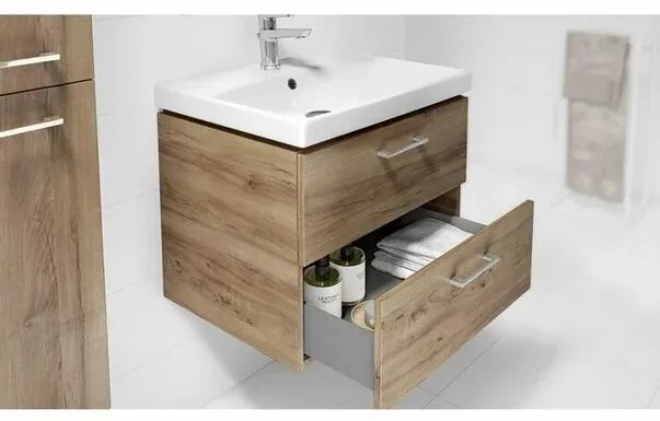 Dulap cu lavoar, 46x59x38 cm, 2 sertare, nuc Nuc, 600x460 mm