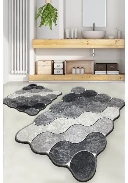 SET 2x covoraș pentru baie CIRCLE 60/100 cm gri