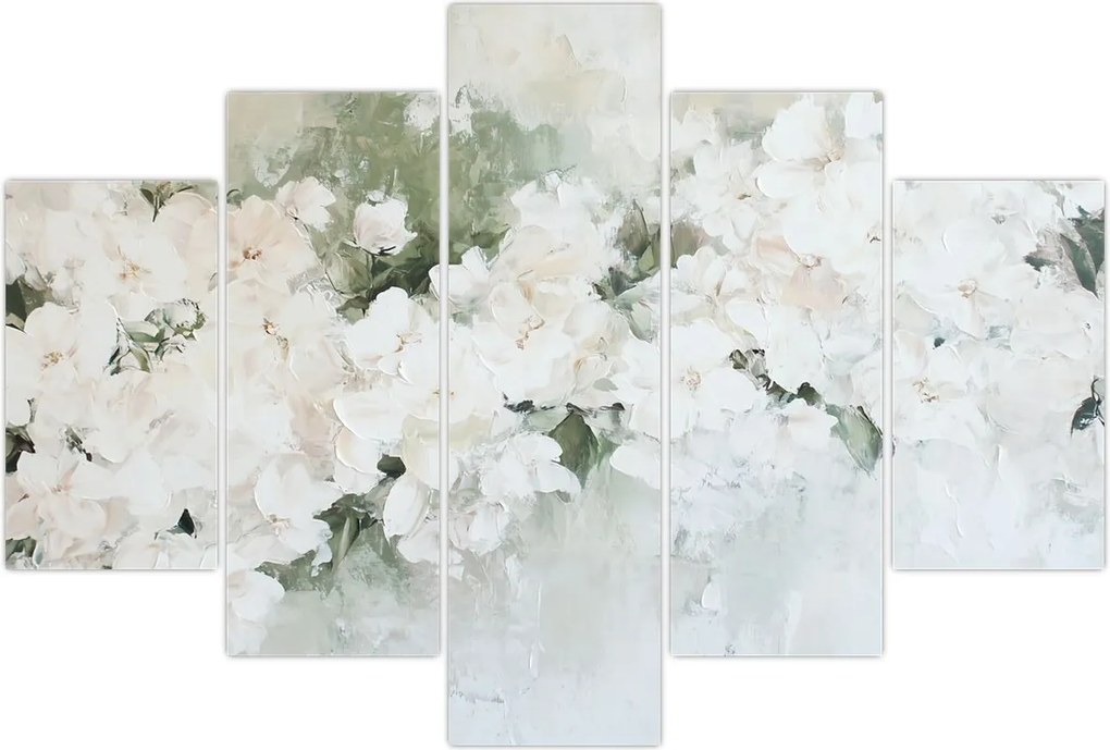 Tablou - Abstracție de Flori Albe (150x105 cm)