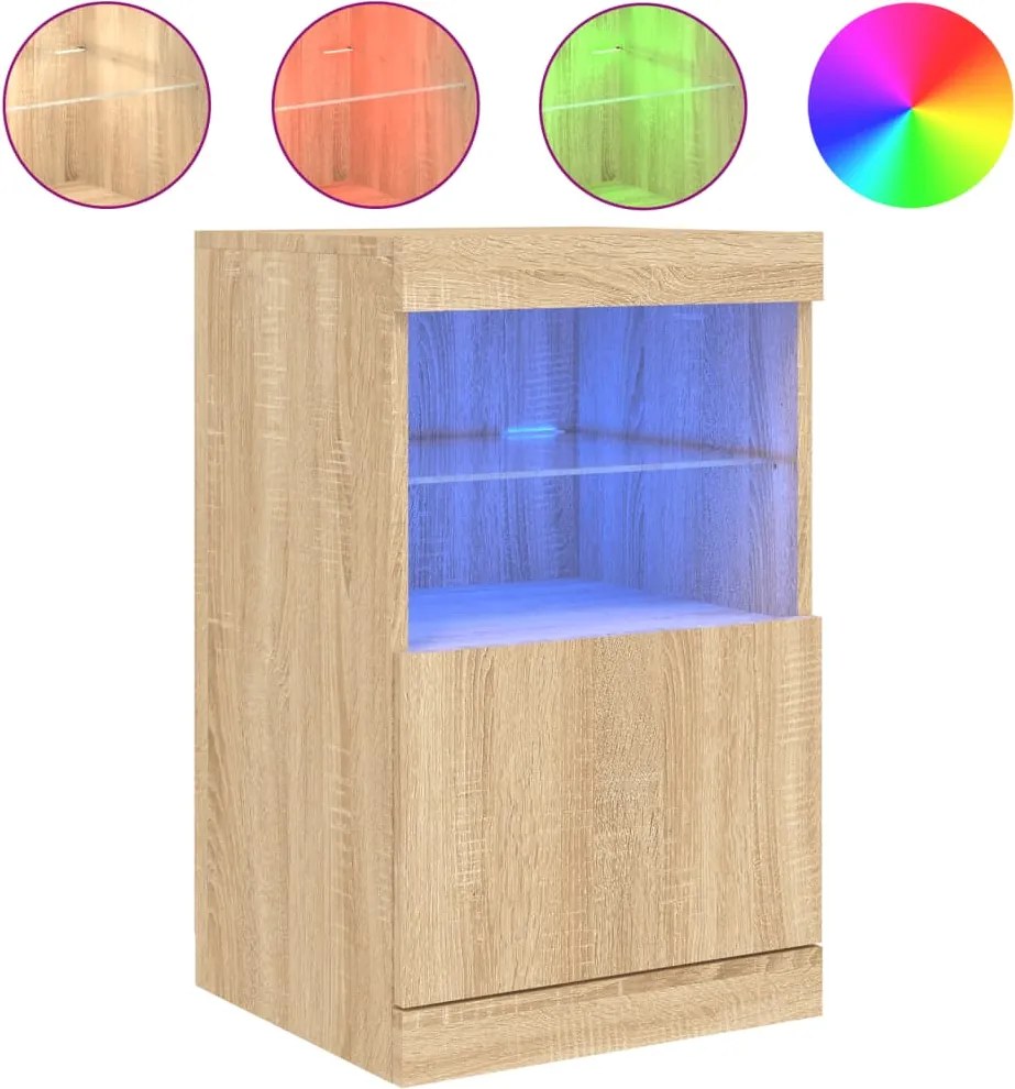 vidaXL Servantă cu lumini LED, stejar sonoma, 41x37x67 cm