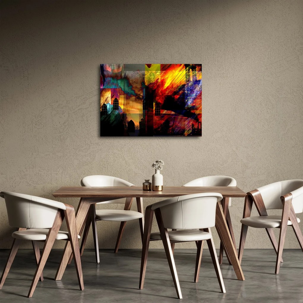 Tablou - Oraș colorat, abstracție (70x50 cm)