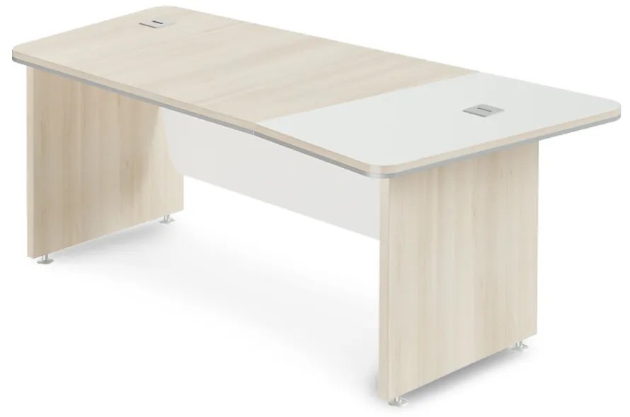 Birou de colț TopOffice Premium 203,2 x 102,7 cm, dreapta, salcâm deschis / alb