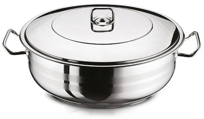 Cratiță din Inox, 10.5 Litri (34x13 cm), Capac din Inox, Bază 3 Straturi (Inducție)