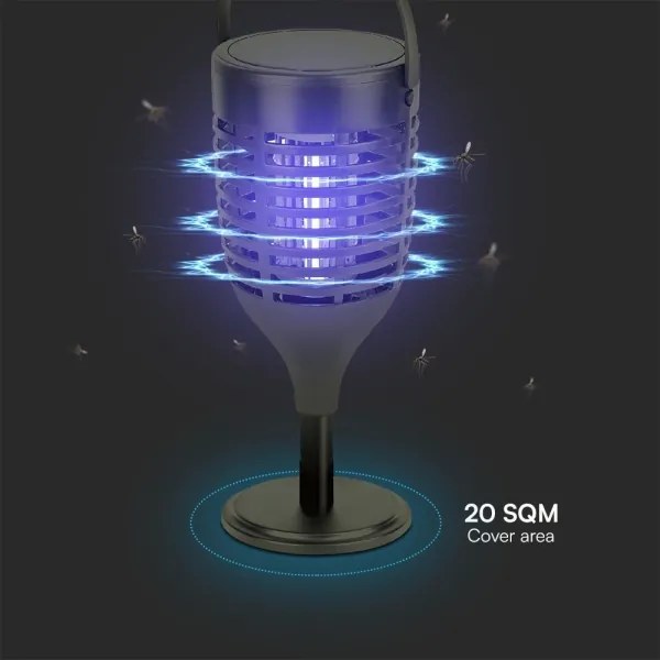 Lampa solară LED anti-insecte 1,3W/3,7V IP24, acoperire 20 m