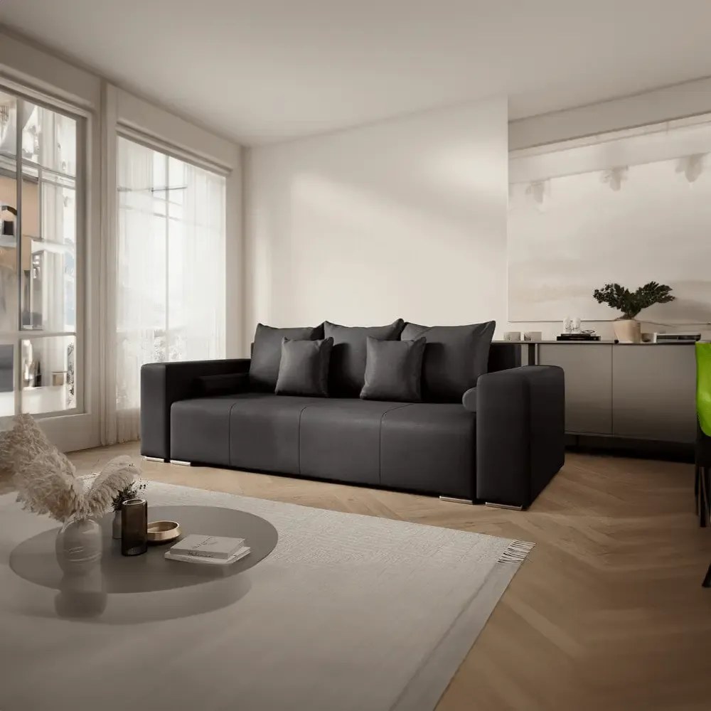 Canapea extensibilă dumonde cu ladă de depozitare si sezut confortabil din spuma high-density, Marbela Antracit 245x100 cm