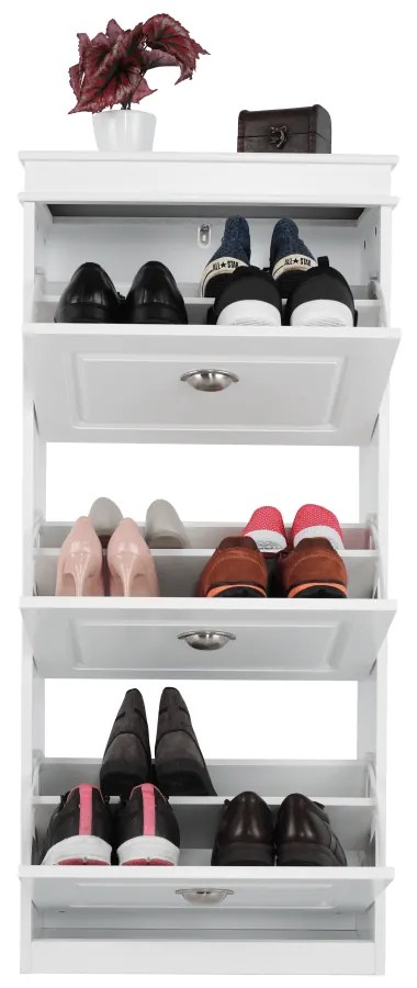 Pantofar, 3 compartimente, alb, mdf alb