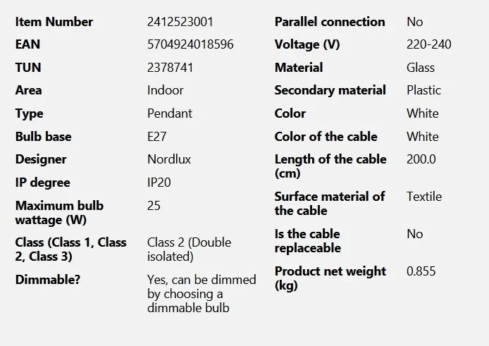 Lustra/Pendul design nordic Miella alb