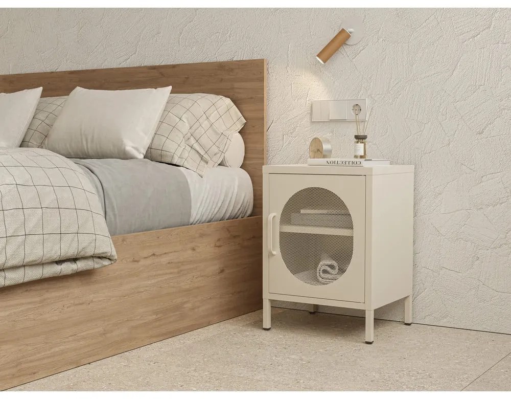 Noptieră crem din metal Diora – Marckeric