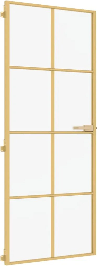 vidaXL Ușă de interior Slim auriu 83x201,5cm sticlă temperată/aluminiu