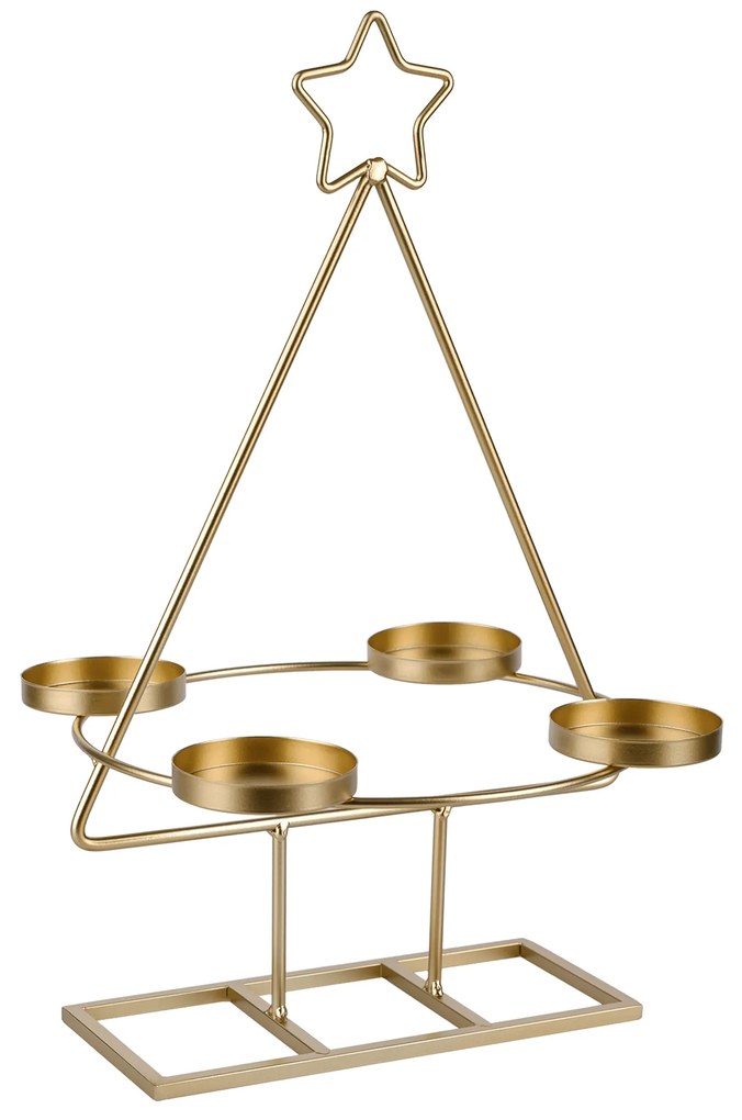 Coroană de Advent, aurie, metalică, BASIL
