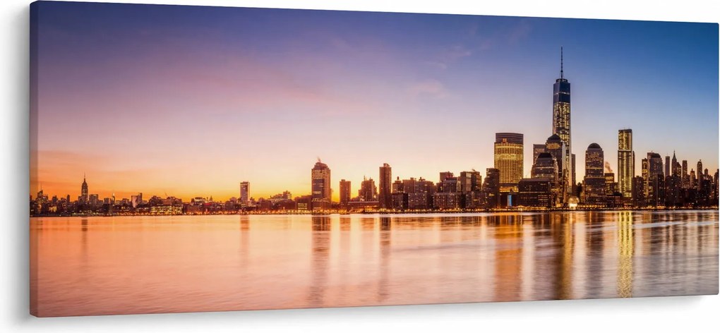 Tablou cu oraș în apus de soare (120x50 cm)