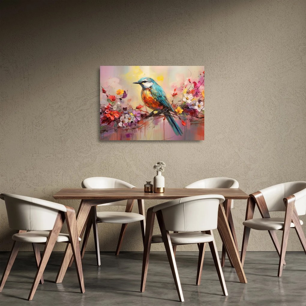 Tablou pe sticlă - Pictura de o pasăre (70x50 cm)