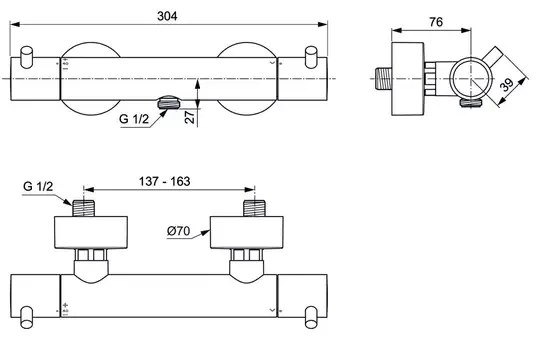 Baterie dus termostatata Ideal Standard Ceratherm T125 auriu periat