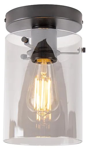 Plafoniera de design neagra cu sticla fumurie - Dome
