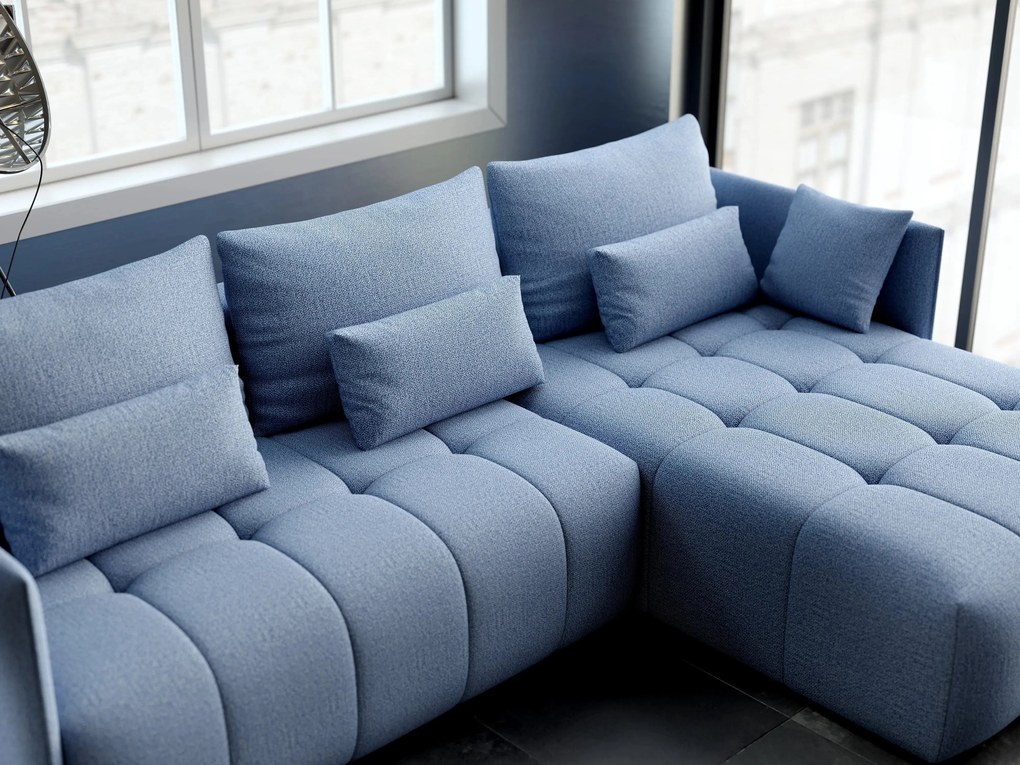 Colțar extensibil dumonde cu ladă de depozitare si sezut confortabil din spuma high-density, Malta Enjoy Blue II 235x185 cm