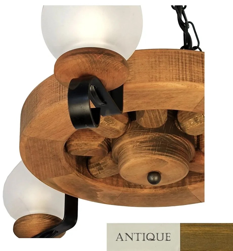 Candelabru rustic fabricat manual din lemn Roata 3L