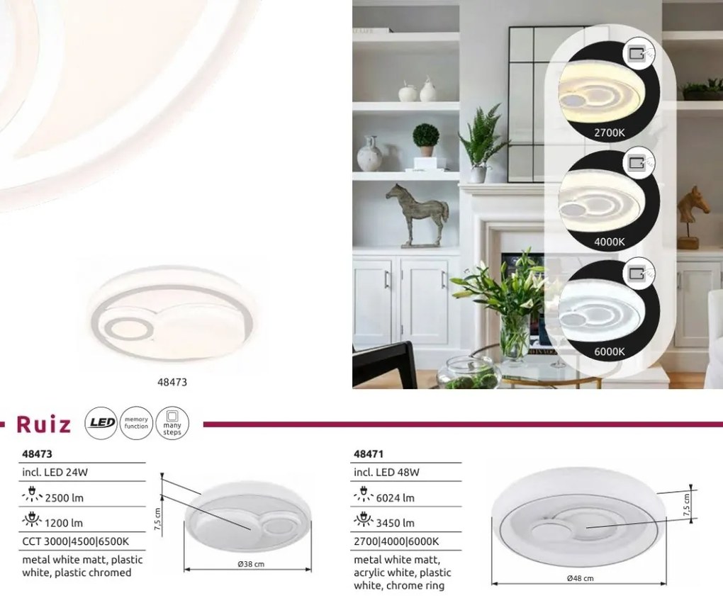 Plafoniera LED CCT RUIZ 38cm